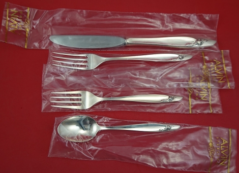 Regular 4-pc Setting factory sealed  availability based on stock listed below - Eternal Rose by Alvin - Sterling